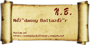 Nádassy Baltazár névjegykártya